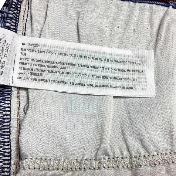 Abercrombie & Fitch Women 22 36 High Rise The Mom Cutoff Shorts Blue Raw Hem NEW - Picture 10 of 10